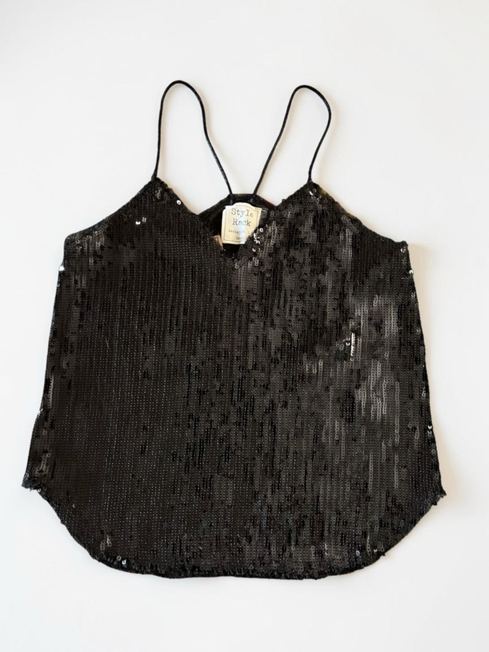 Style Rack Black Sequin Spaghetti-Strap Tank NWT Size Small